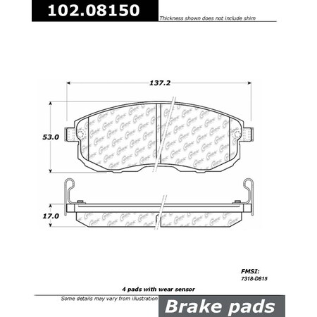 Centric Parts CTEK Metallic Pad, 102.08150 102.08150